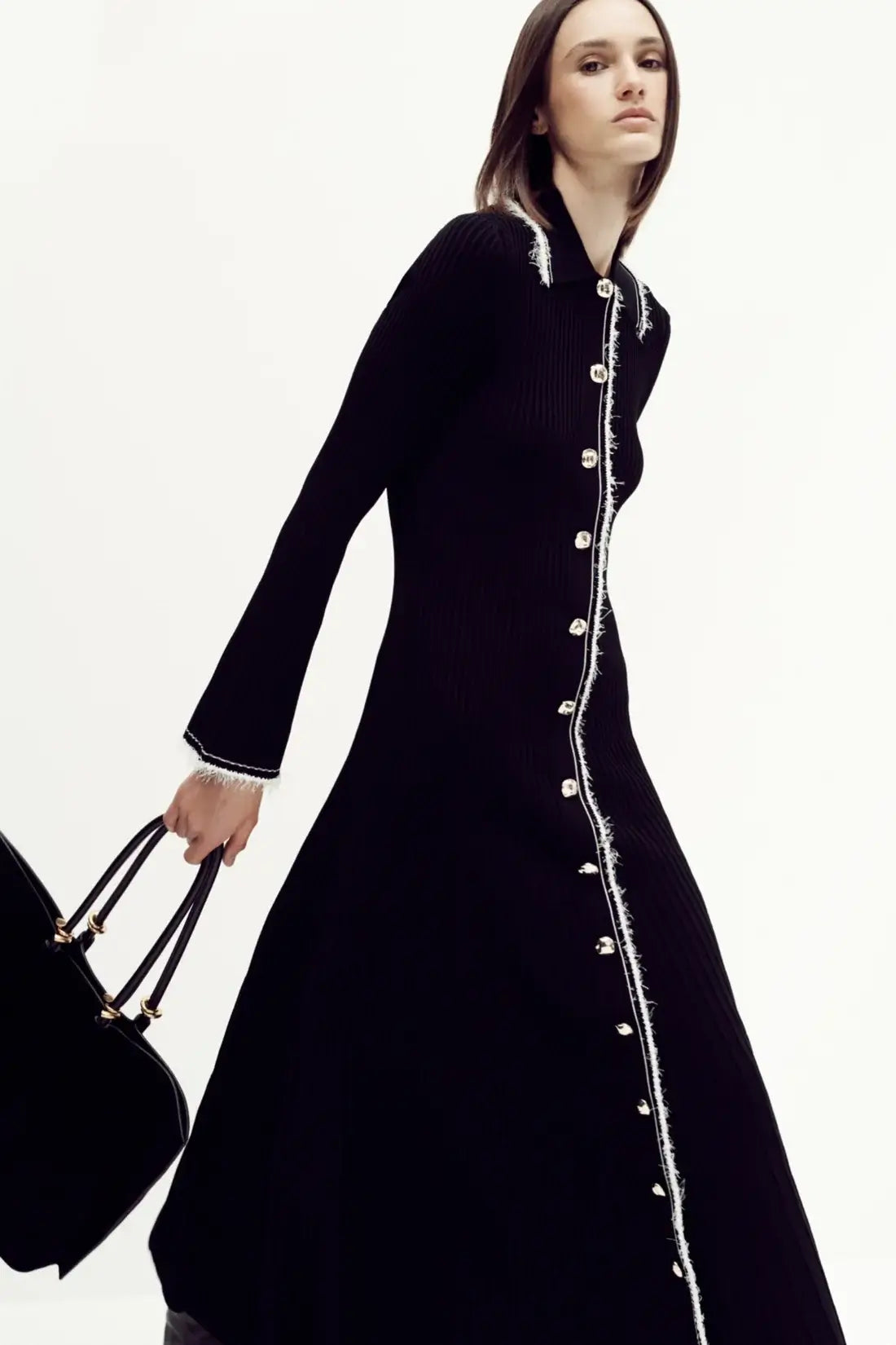 Orelia L/S Midi Dress - Black