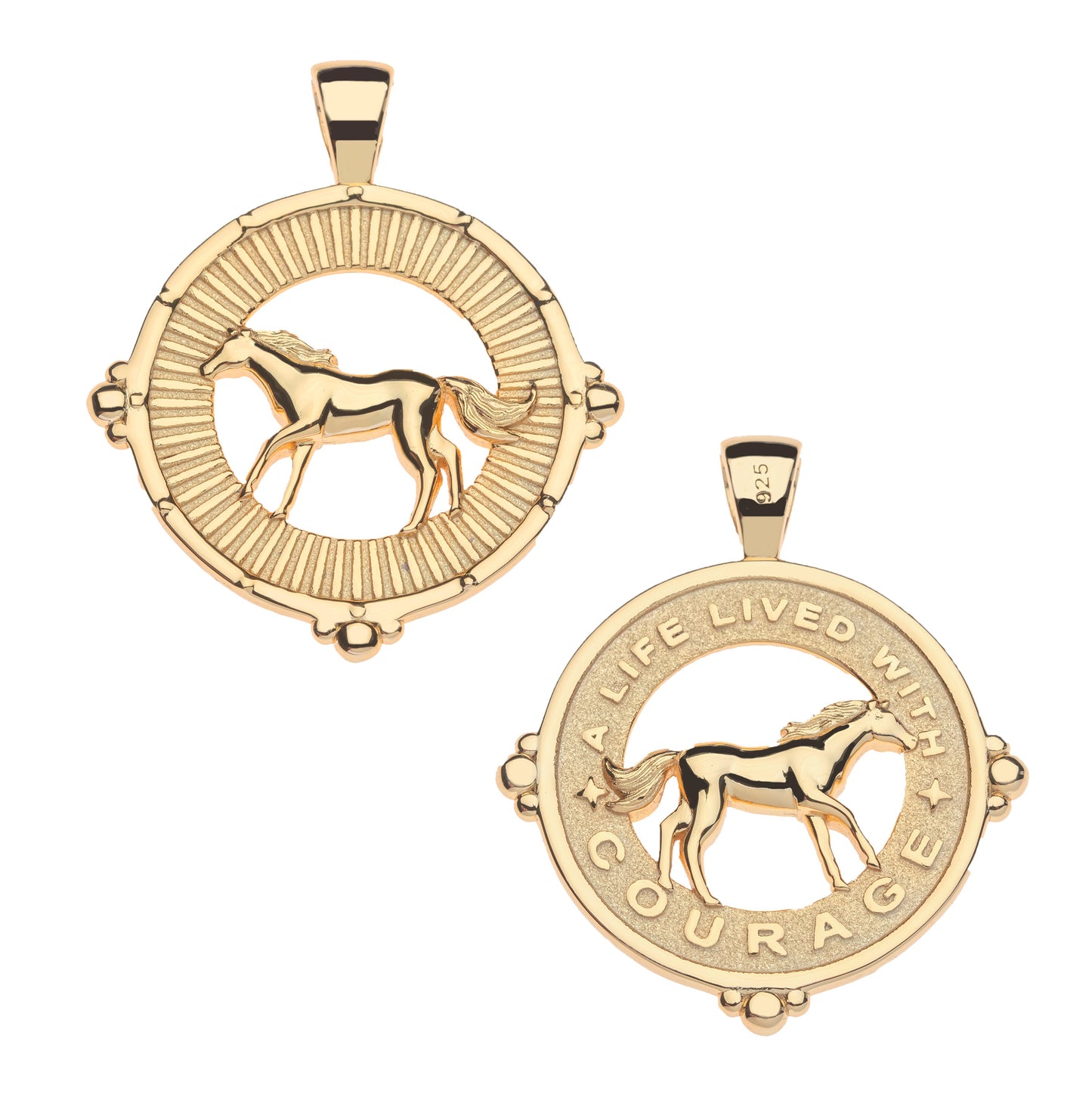 COURAGE CUTOUT HORSE COIN ON 16-18" CLASSIC ROLO CHAIN