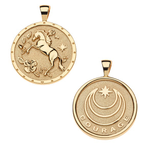 COURAGE YEAR OF THE HORSE PENDANT COIN ON 18" DRAWN LINK CHAIN