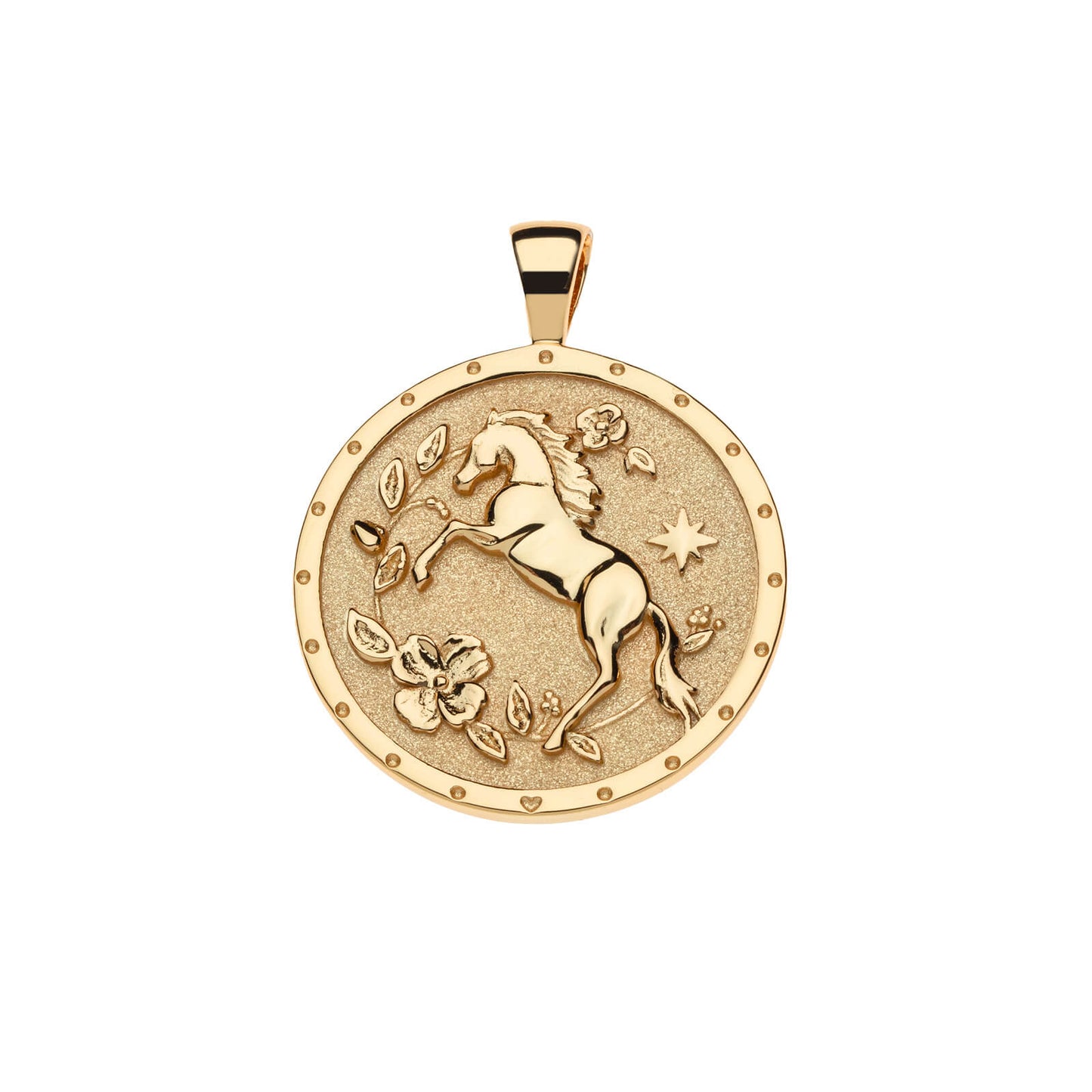 COURAGE YEAR OF THE HORSE PENDANT COIN ON 18" DRAWN LINK CHAIN
