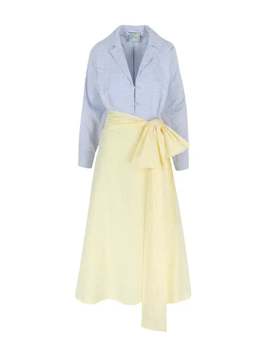 DRESS CLARENCE - BLUE, WHITE, & YELLOW STRIPE