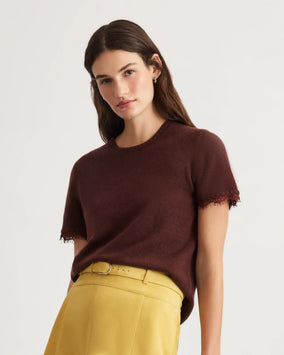 DAILEY CASHMERE TSHIRT SWEATER W/ LACE