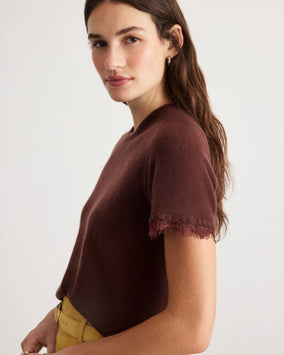 DAILEY CASHMERE TSHIRT SWEATER W/ LACE