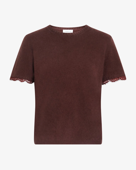 DAILEY CASHMERE TSHIRT SWEATER W/ LACE