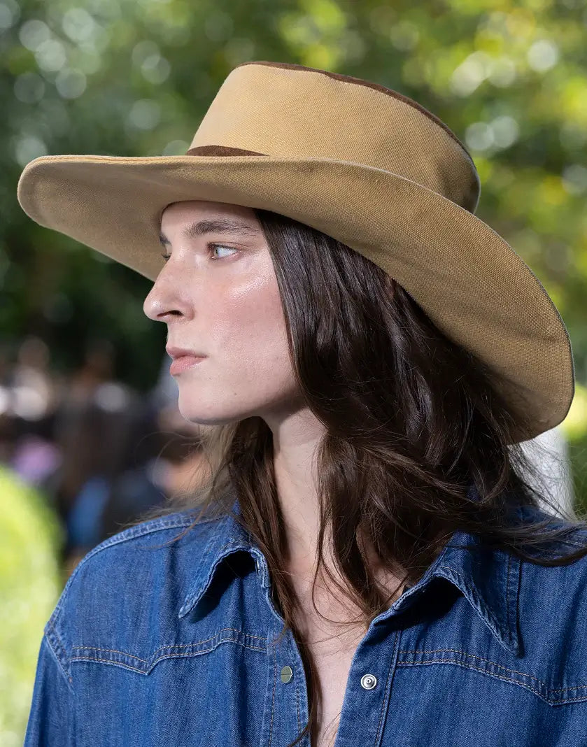 SANTA TERESA HAT IN KAHKI/ ERMINE