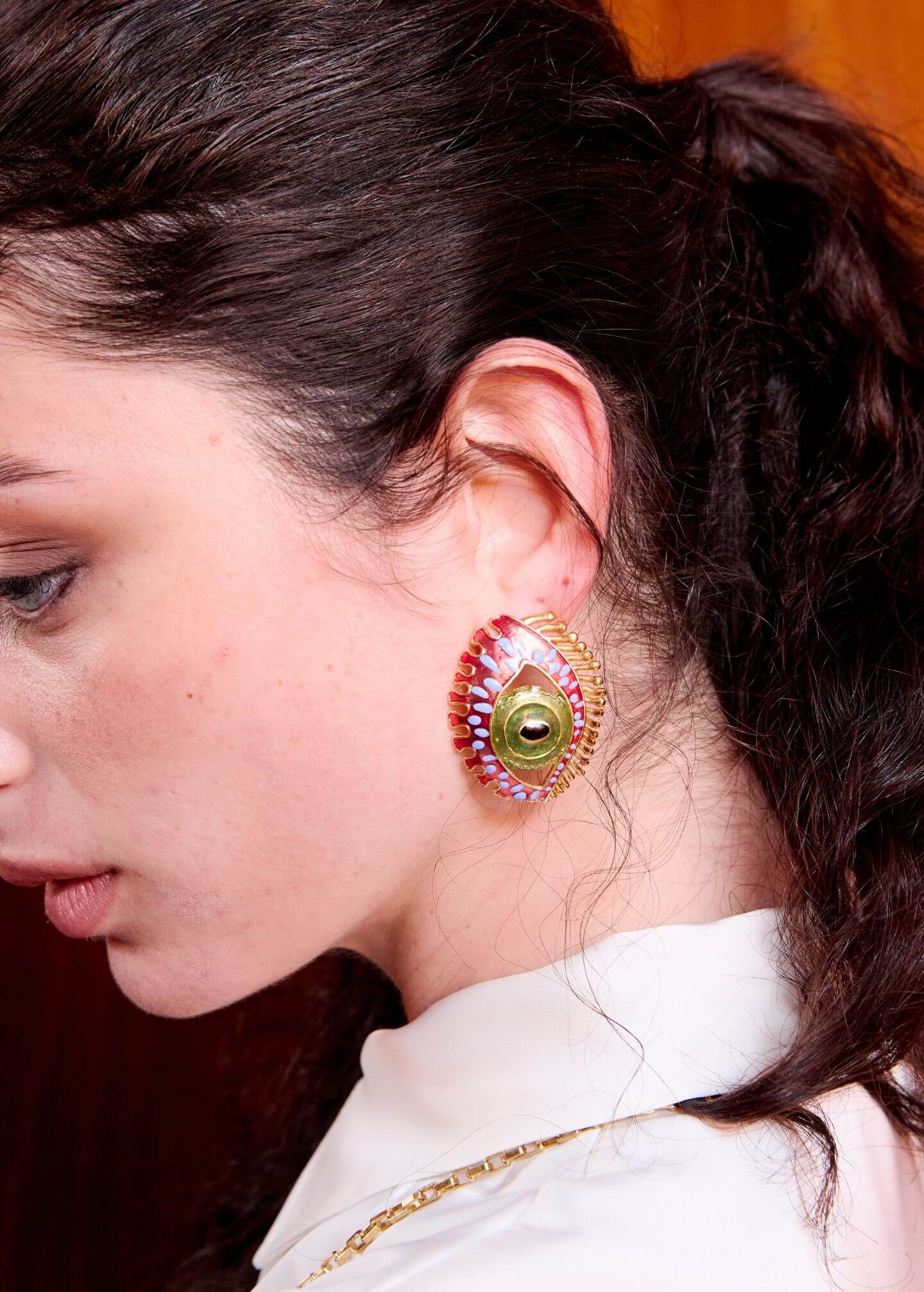 BURGUNDY MAXI EYE EARRINGS