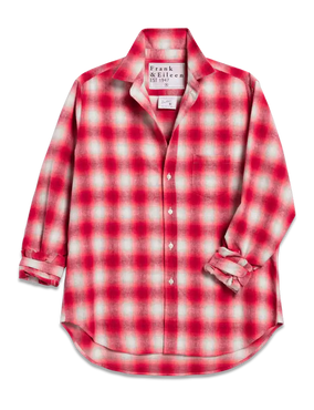 RELAXED BUTTON-UP SHIRT - DARK PINK, WHITE PLAID