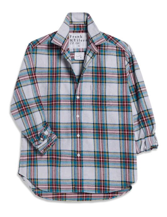 RELAXED BUTTON-UP SHIRT - YELLOW, BLUE, RED PLAID