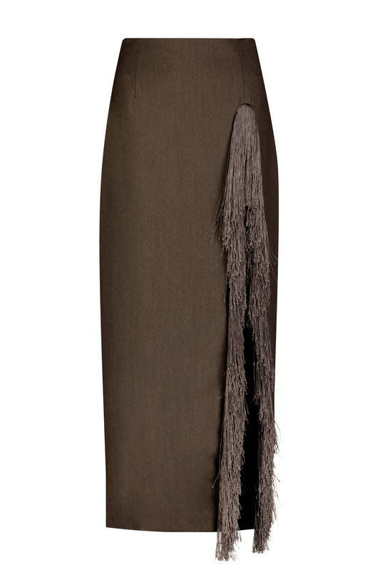 FRINGE DETAIL PENCIL SKIRT