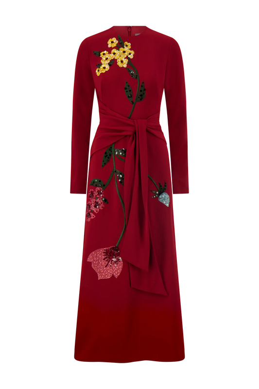 LONG SLEEVE TIE WAIST DRESS