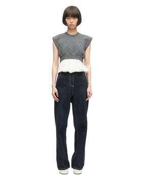 Ultrafine Merino Tank W/ Twill Combo - Charcoal-White