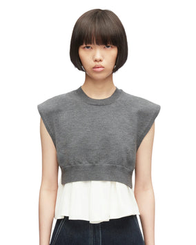 Ultrafine Merino Tank W/ Twill Combo - Charcoal-White