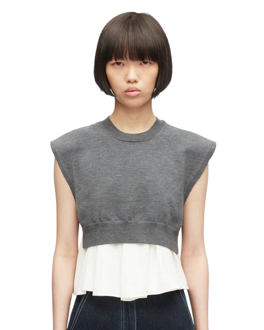 Ultrafine Merino Tank W/ Twill Combo - Charcoal-White