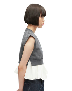 Ultrafine Merino Tank W/ Twill Combo - Charcoal-White
