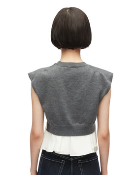 Ultrafine Merino Tank W/ Twill Combo - Charcoal-White