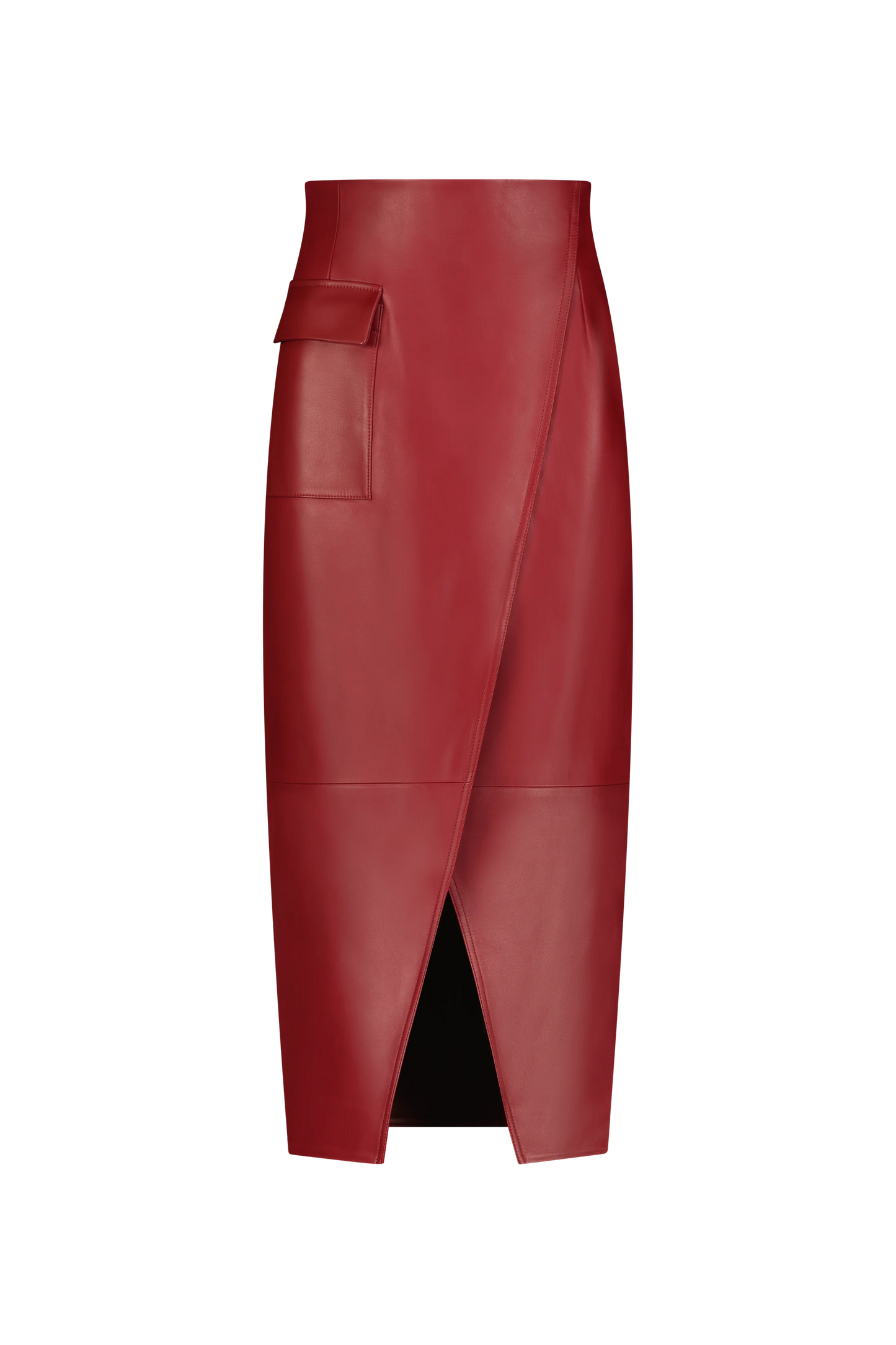 LEATHER ASYMMETRICAL PENCIL SKIRT