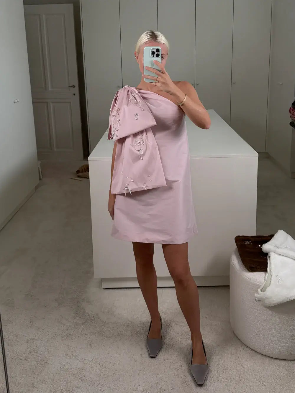 SHORT DRESS WINNIE PEARL EMBROIDERY