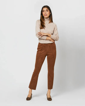 FAYE CROPPED SEAMED PANT- COGNAC