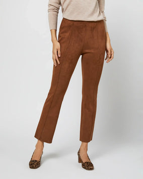 FAYE CROPPED SEAMED PANT- COGNAC
