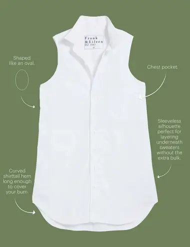 SLEEVELESS LAYERING BUTTON UP IN WHITE