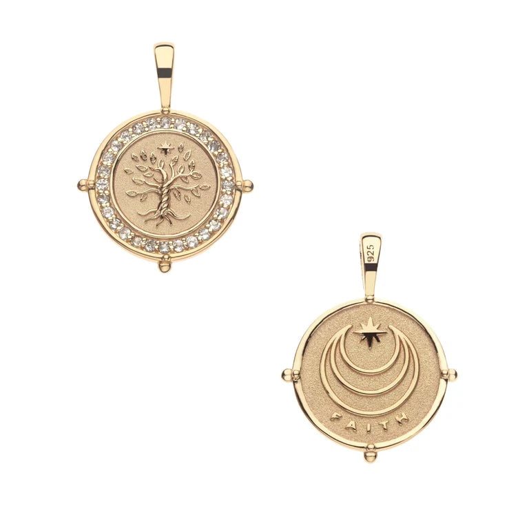 FAITH PETITE EMBELLISHED COIN ON 16-18" CLASSIC ROLO CHAIN
