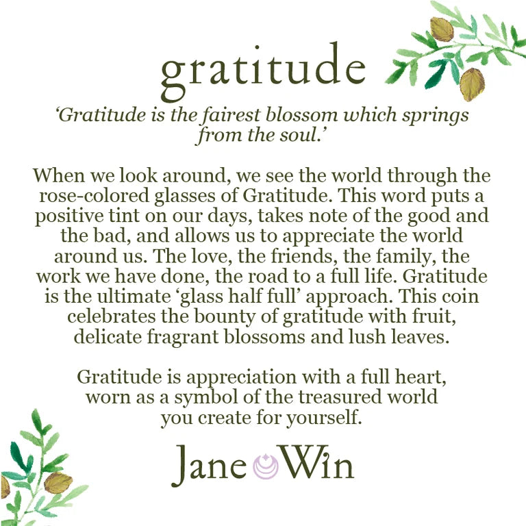 GRATITUDE JW ORIGINAL PENDANT COIN ON 18" DRAWN LINK CHAIN