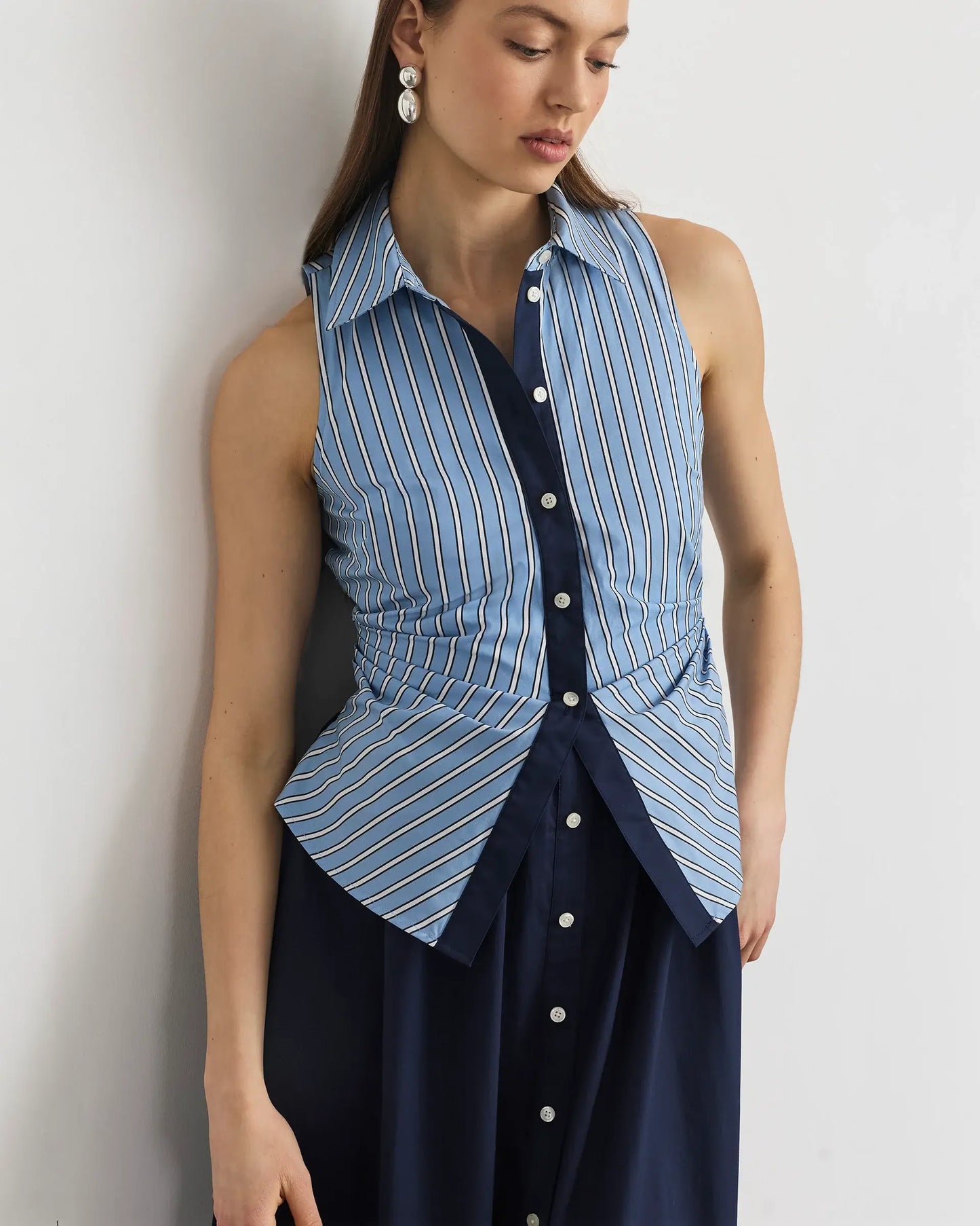 HANNAH DRESS-CLOUDY BLUE/OPTIC WHITE