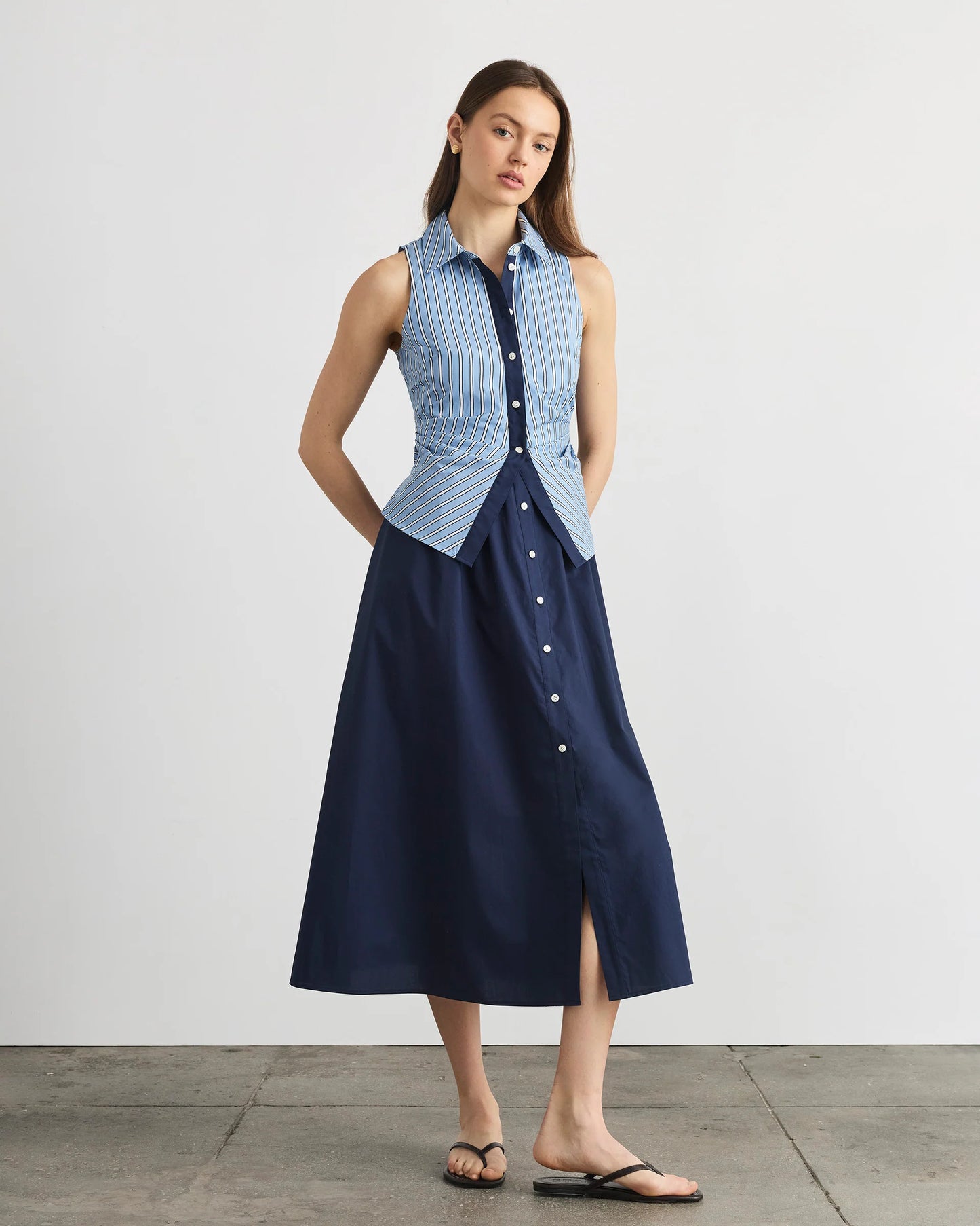 HANNAH DRESS-CLOUDY BLUE/OPTIC WHITE