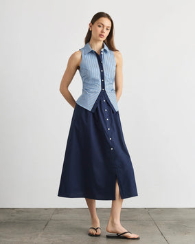 HANNAH DRESS-CLOUDY BLUE/OPTIC WHITE