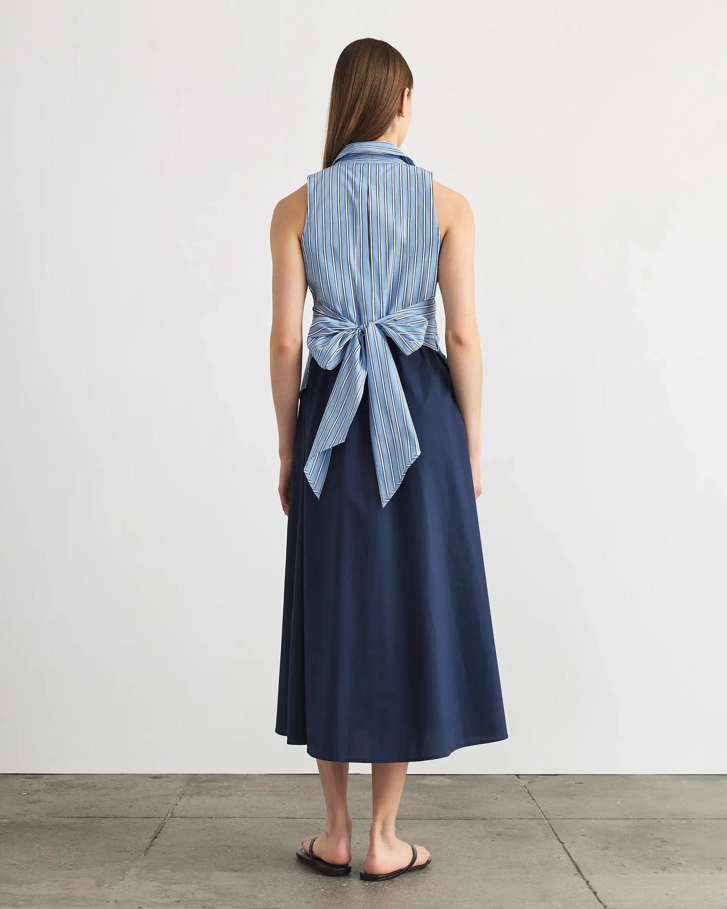HANNAH DRESS-CLOUDY BLUE/OPTIC WHITE