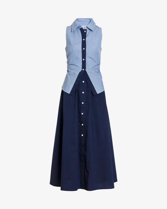 HANNAH DRESS-CLOUDY BLUE/OPTIC WHITE