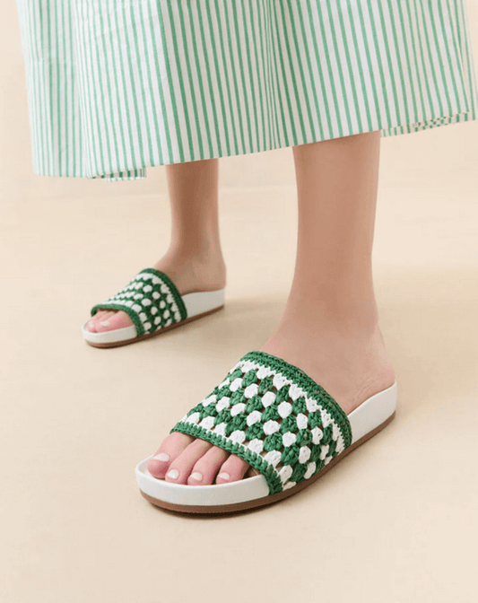 HENRI CROCHET RAFFIA BAND FOOTBED SANDAL