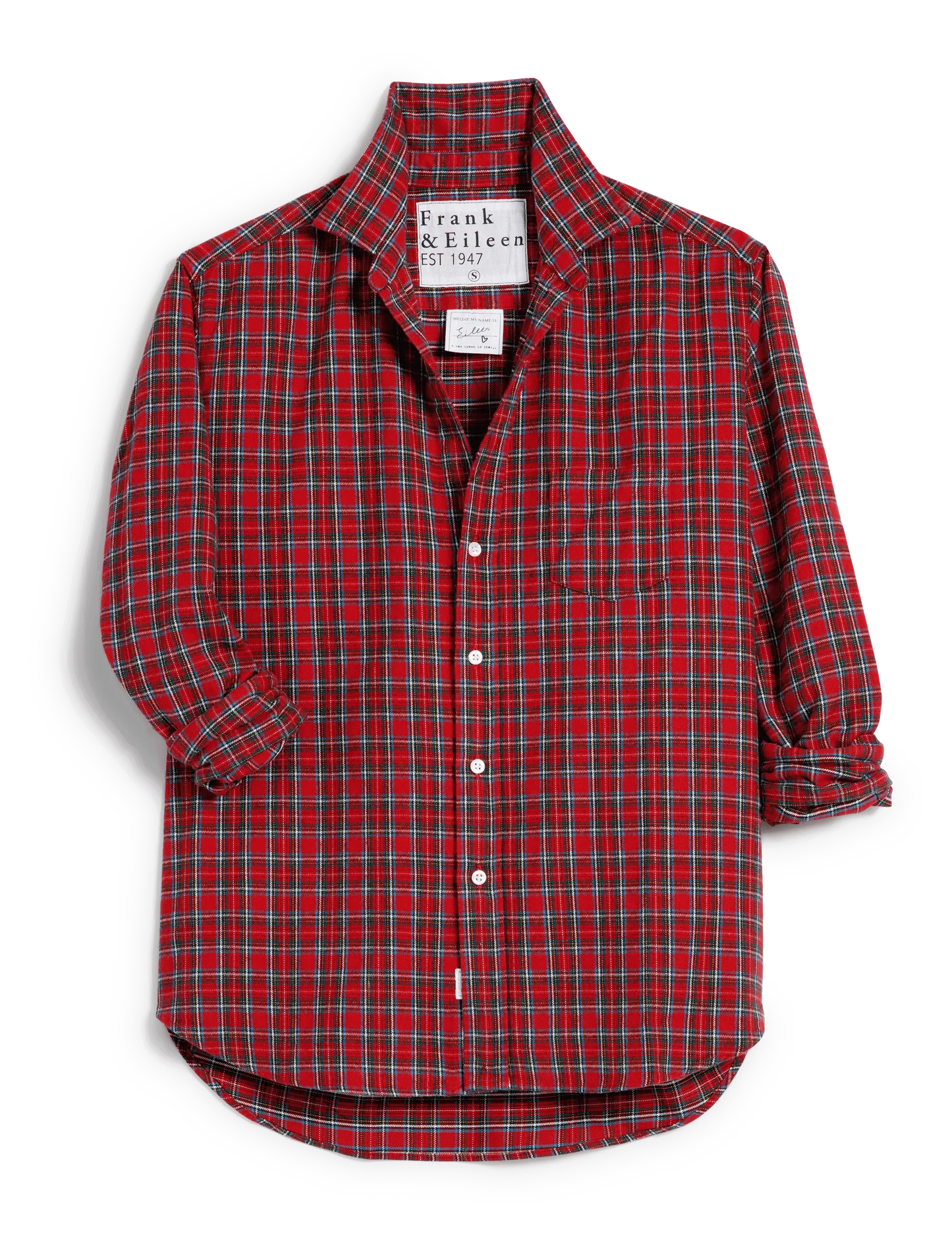 EILEEN RELAXED BUTTON UP- SMALL RED PLAID