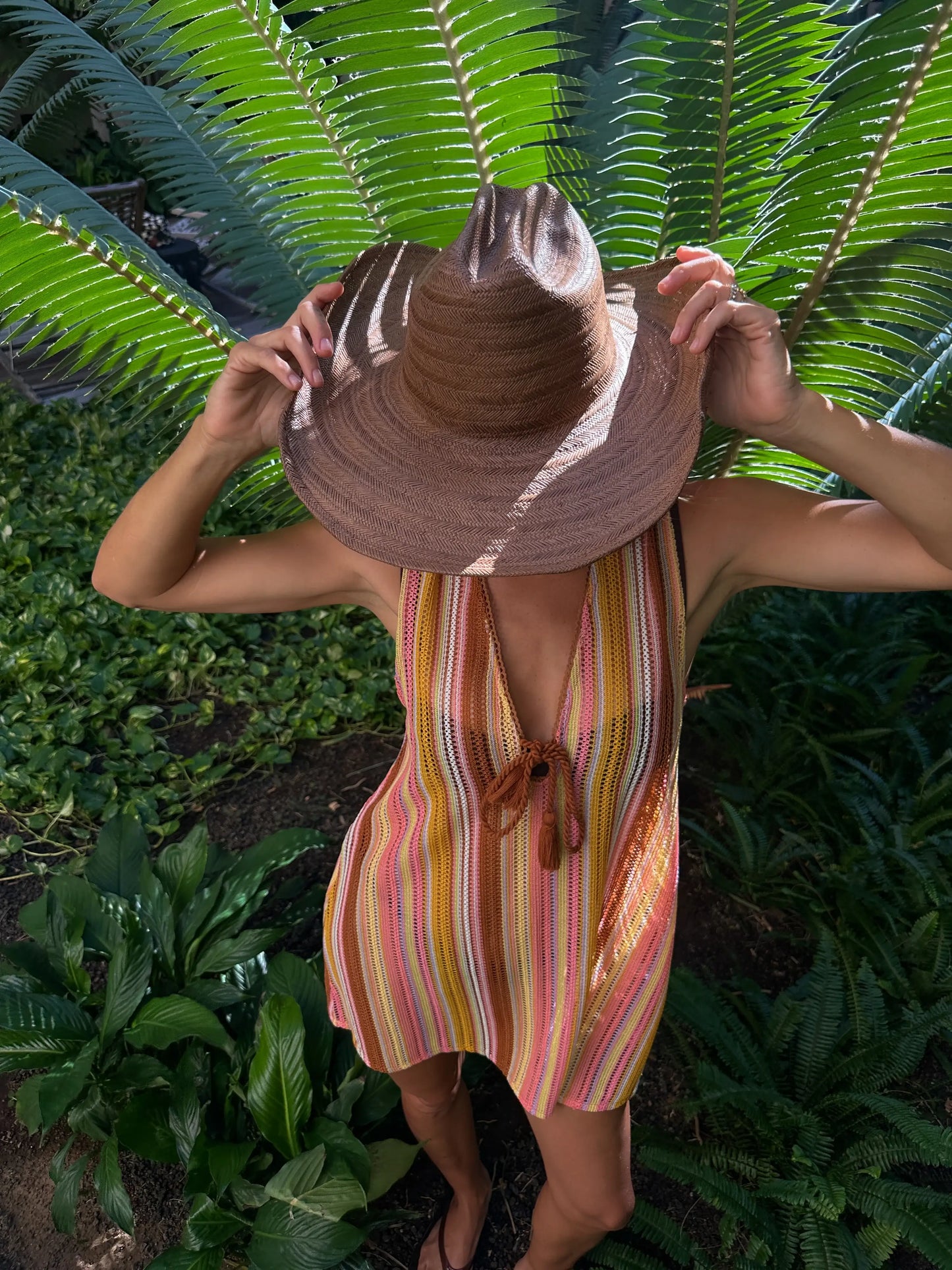 SORRENTO SHORT DRESS - LAVENDER/ORANGE/BROWN STRIPES