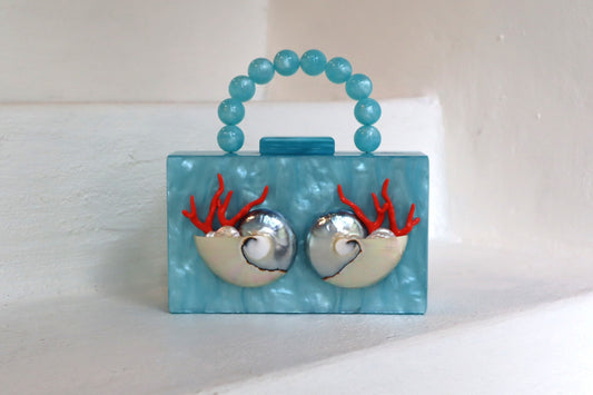 BLUE POPPY PURSE WITH ORANGE BRANCHES