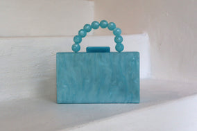 BLUE POPPY PURSE WITH ORANGE BRANCHES