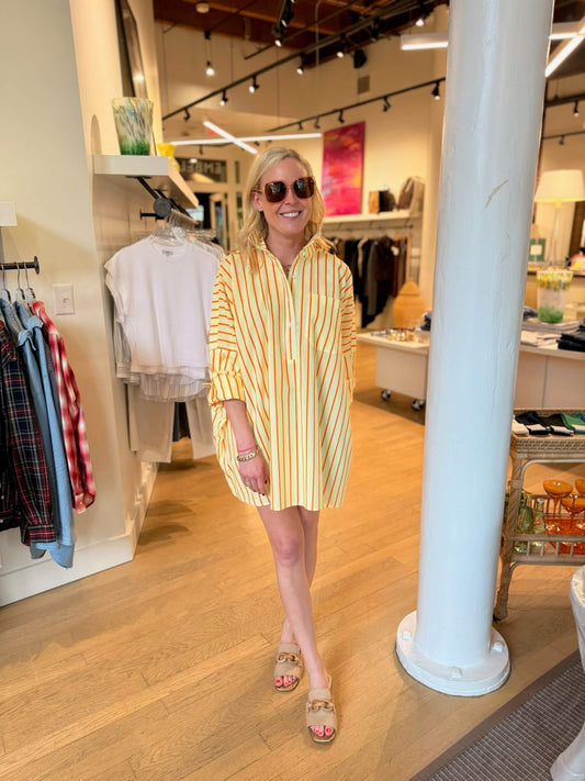 YELLOW STRIPED BOYFRIEND SHIRT