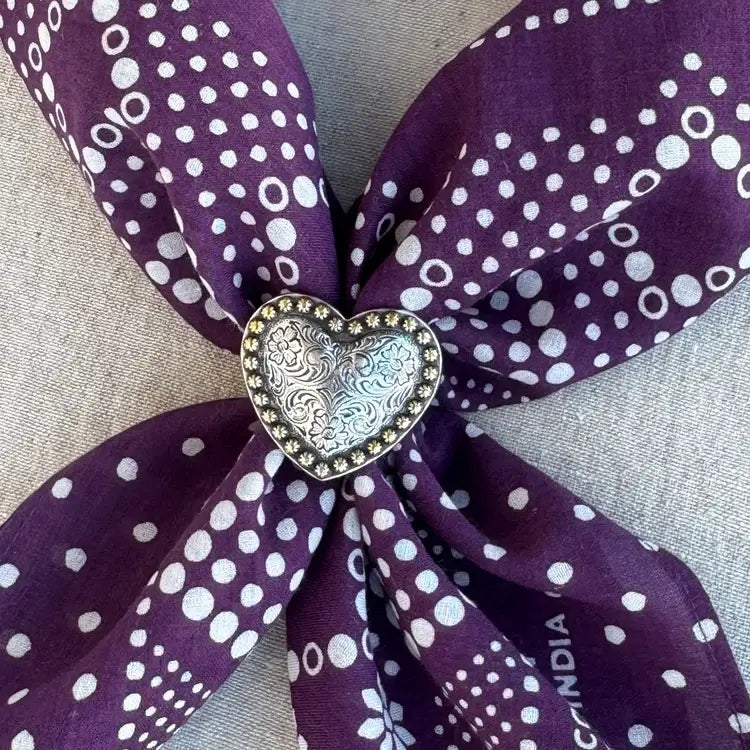 Concho Scarf Slide - Vintage Heart - O/S