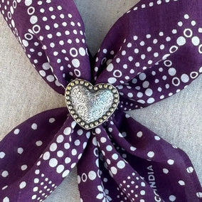 Concho Scarf Slide - Vintage Heart - O/S