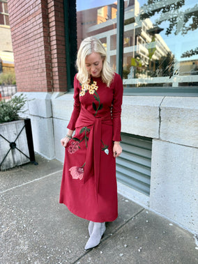 LONG SLEEVE TIE WAIST DRESS