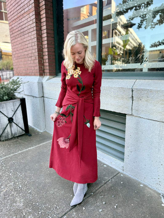 LONG SLEEVE TIE WAIST DRESS