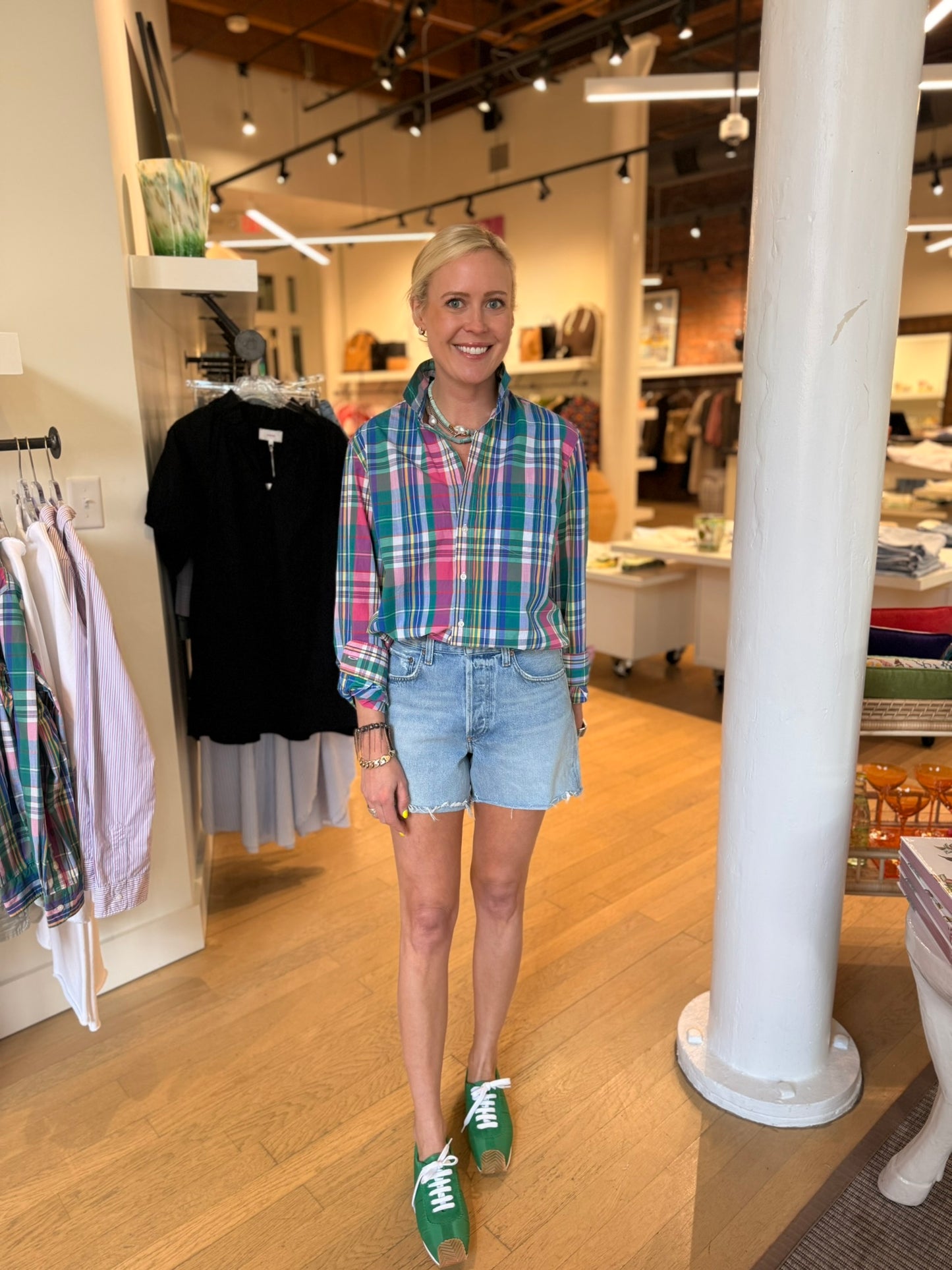 EILEEN IN GREEN, PURPLE, ORANGE PLAID