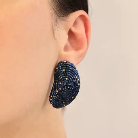 MINI MURA EARRINGS- IRIS NAVY