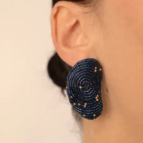 MINI MURA EARRINGS- IRIS NAVY