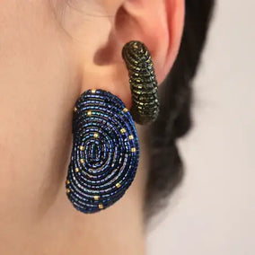 MINI MURA EARRINGS- IRIS NAVY