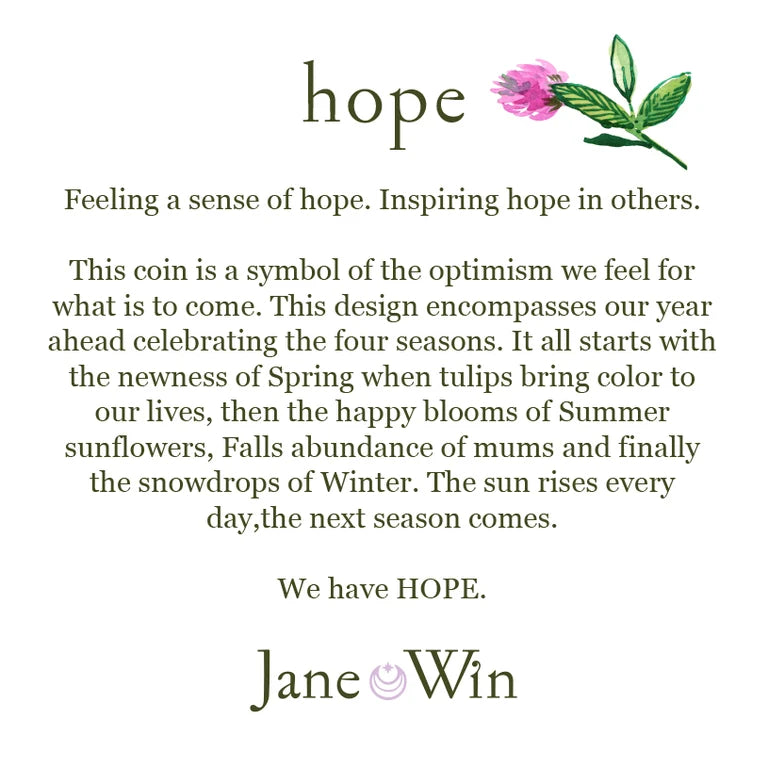 HOPE PETITE EMBELLISHED COIN ON 16-18" CLASSIC ROLO CHAIN