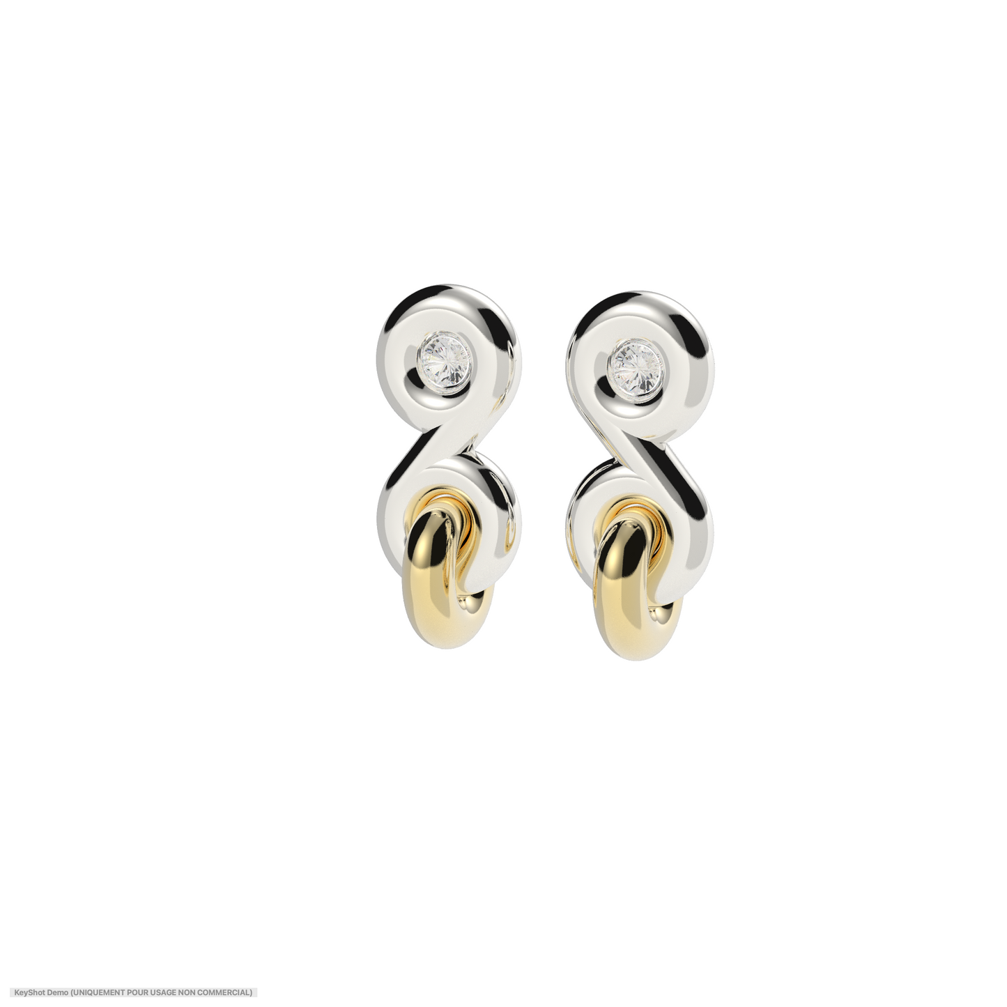 KNOT LOCK SHORT EARRING- SILVER/TOPAZ