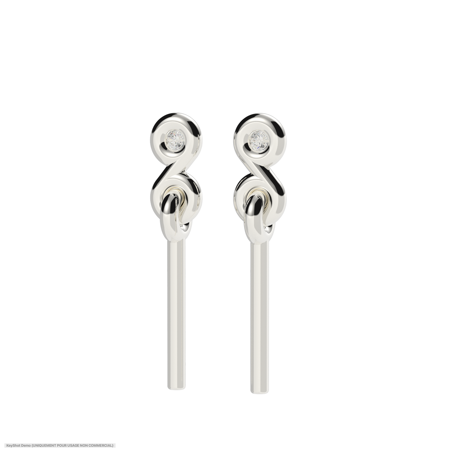 KNOT LOCK STICK EARRING- SILVER/TOPAZ