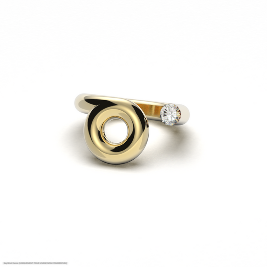 OPEN LOOP RING- GOLD/WHITE TOPAZ