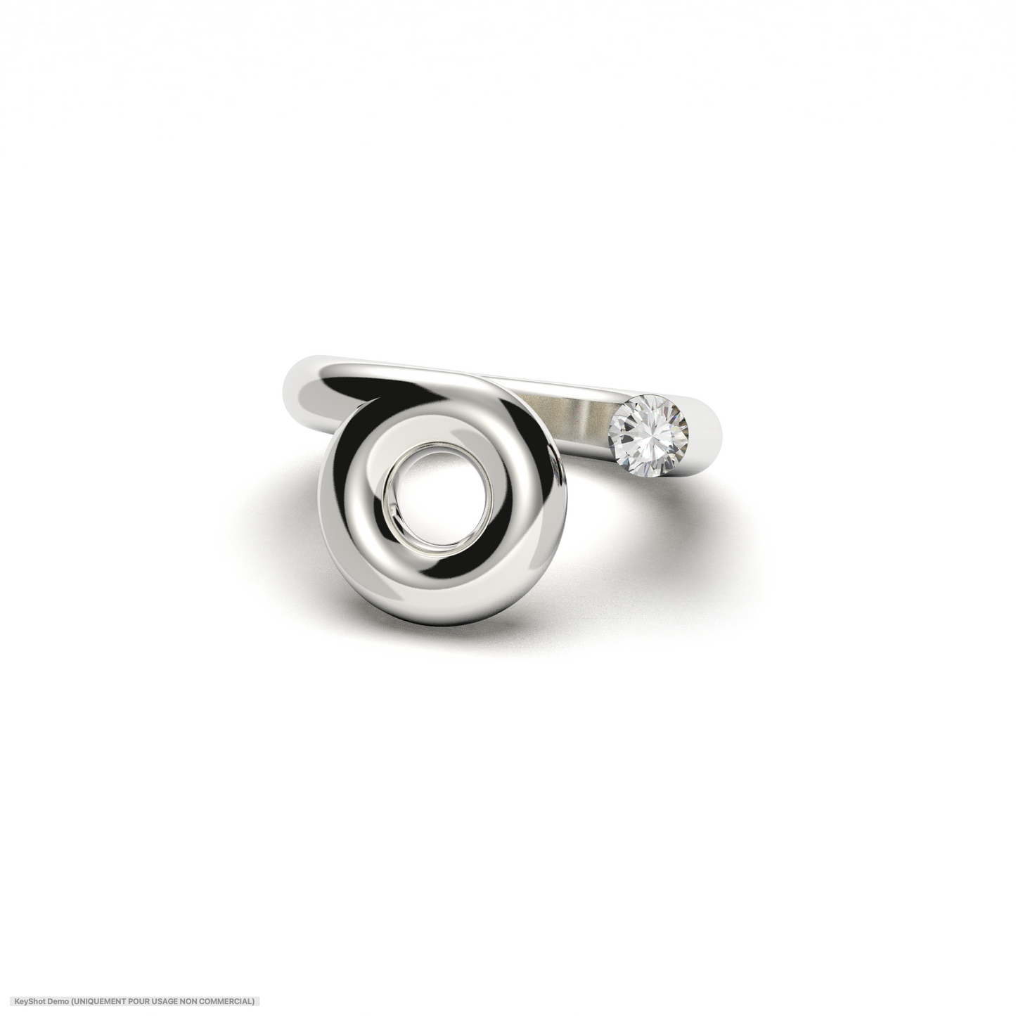 OPEN LOOP RING- SILVER/WHITE TOPAZ